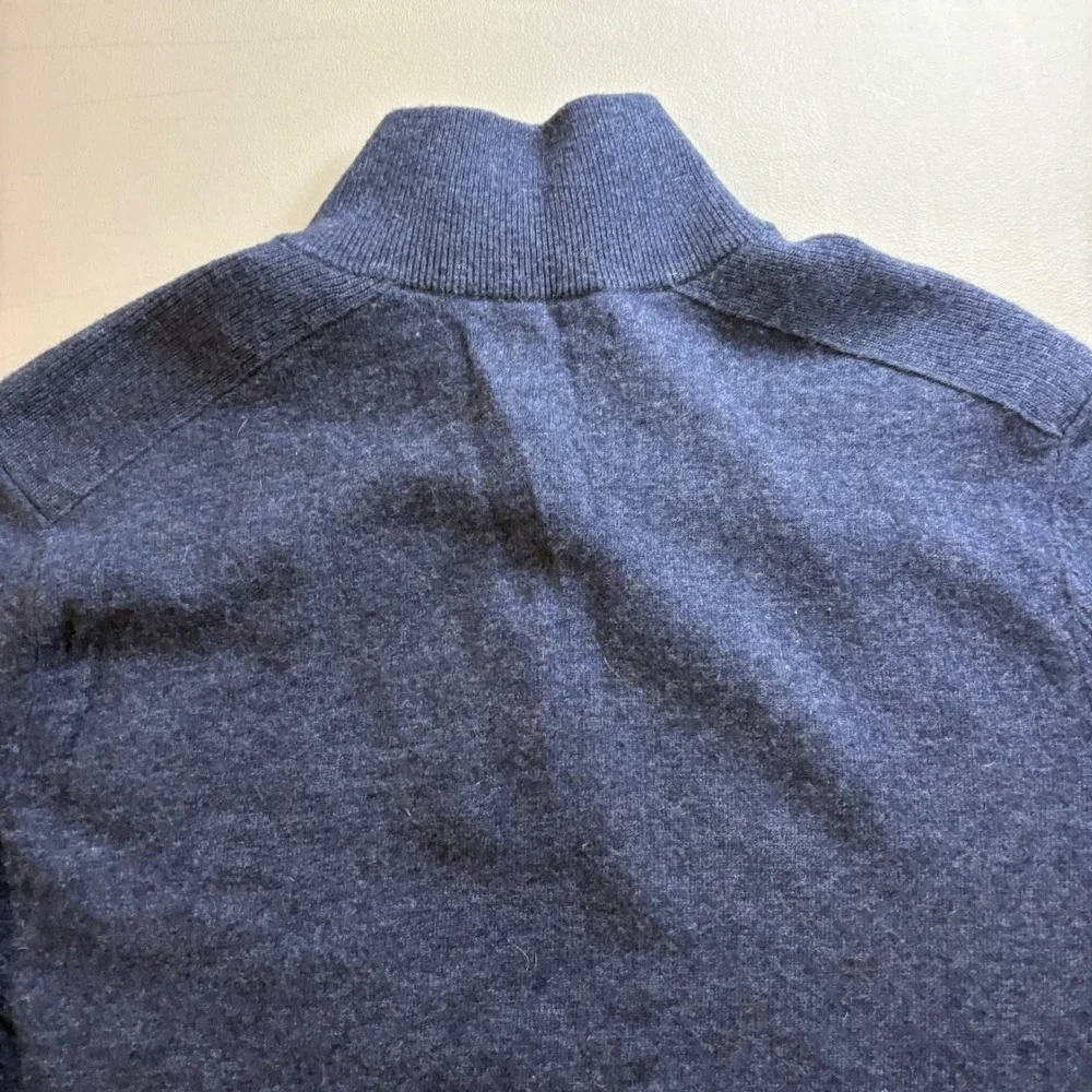 Banana Republic Mens Italian Yarn Quarter Zip Sweater Blue Large Mock Neck Knit